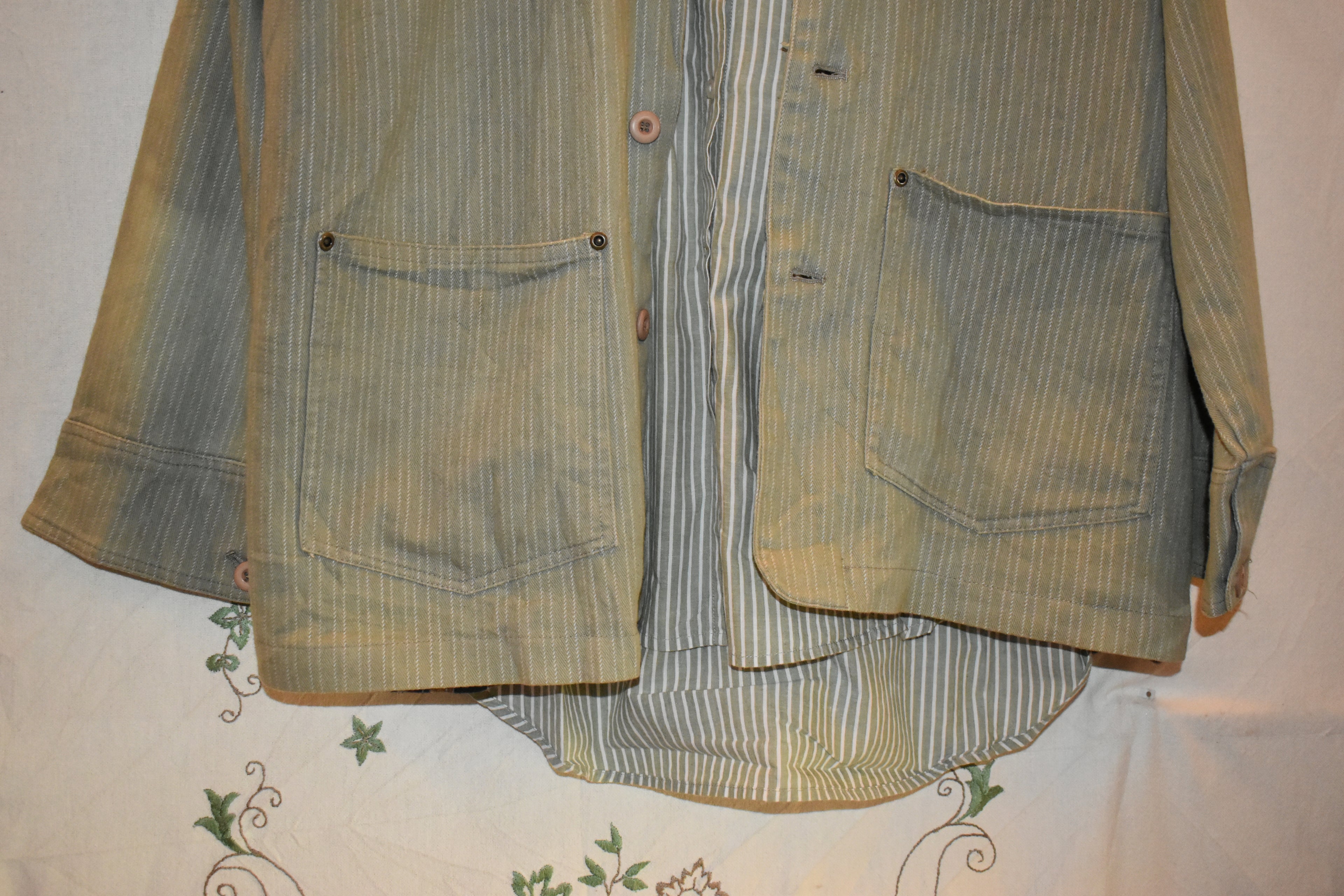 Green Check Shirt With Denim Long Cote